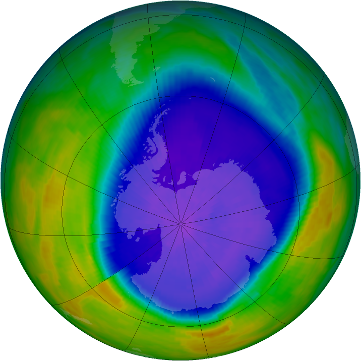 Antarctic ozone map for 26 September 1992